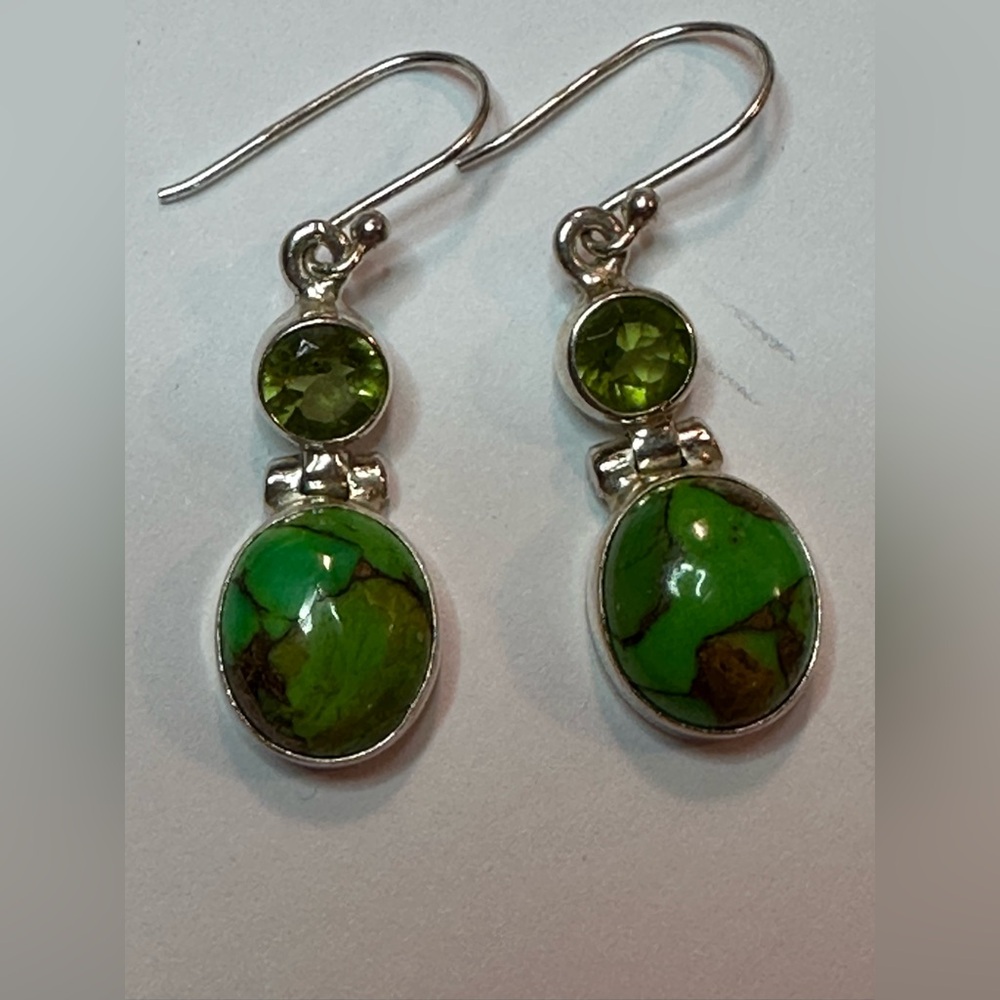 Green turquoise peridot sterling 925 earrings